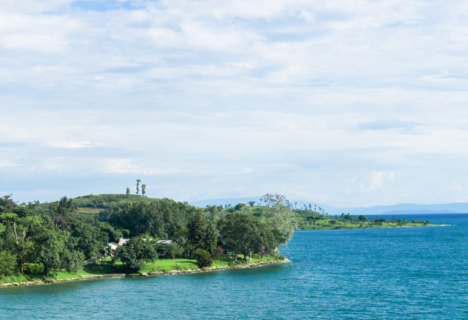 Scenic view of Lake Kivu in Rwanda
