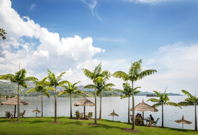 Beautiful landscape on the edge of lake Kivu in Rwanda, East Africa