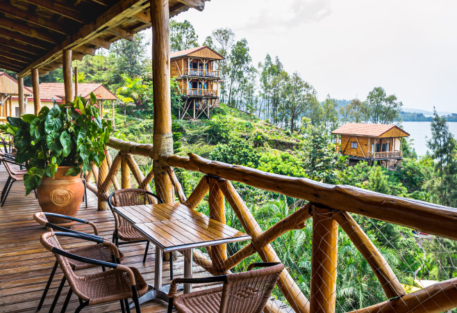 Cormoran Lodge hotel, scenic, spectacular view on Lake Kivu