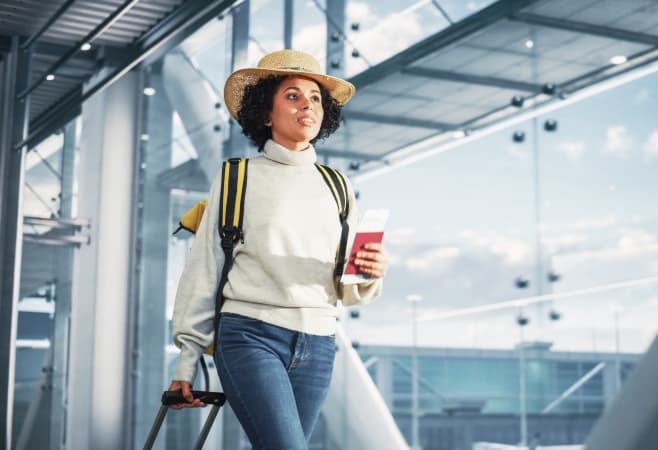 American Female Flight to the Vacation in Rwanda