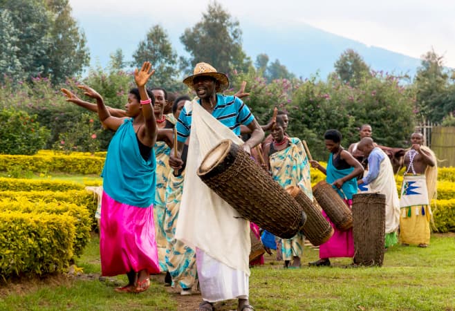 Local dance and music bands welcome visitors to rwanda