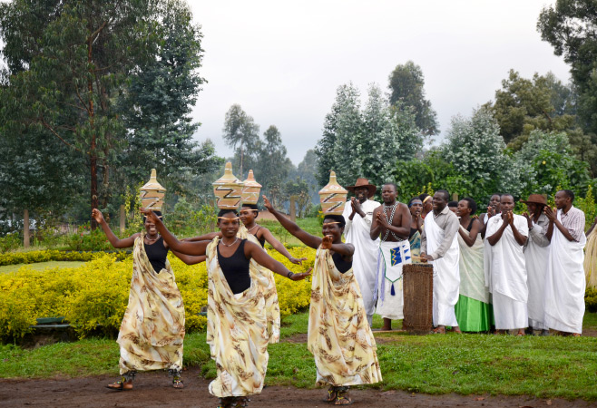 Local people perform traditional dance in Rwanda