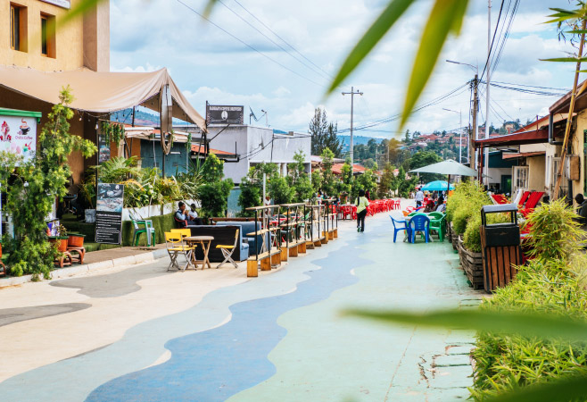 Painted Street with Restaurants at Nyamirambo District