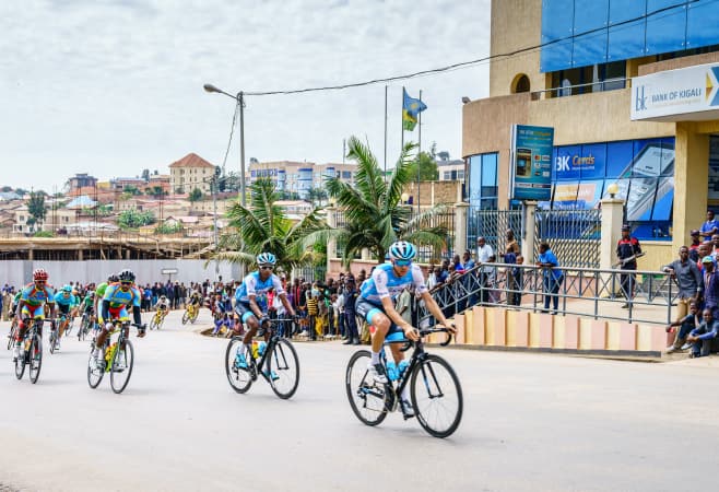 Stage 3 of Tour Du Rwanda cycling race in the city of Muhanga, Rwanda