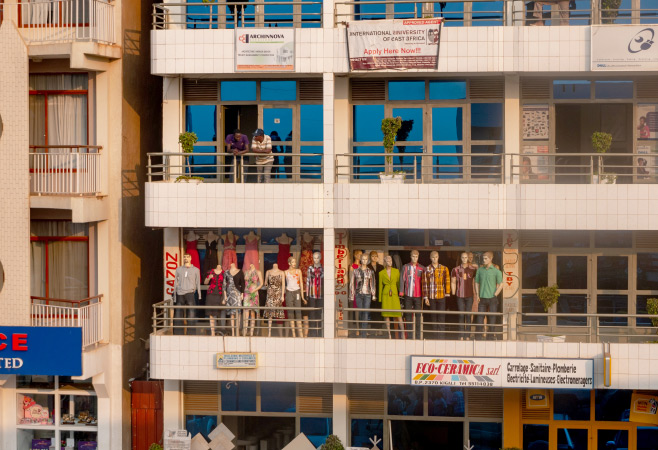 The clothing shop on the first floor is really standing out.