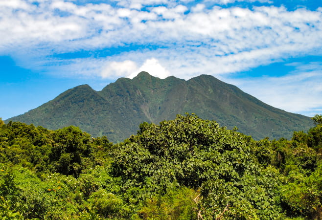 View of Mount Sabyinyo in Mgahinga Gorilla National Park, Uganda