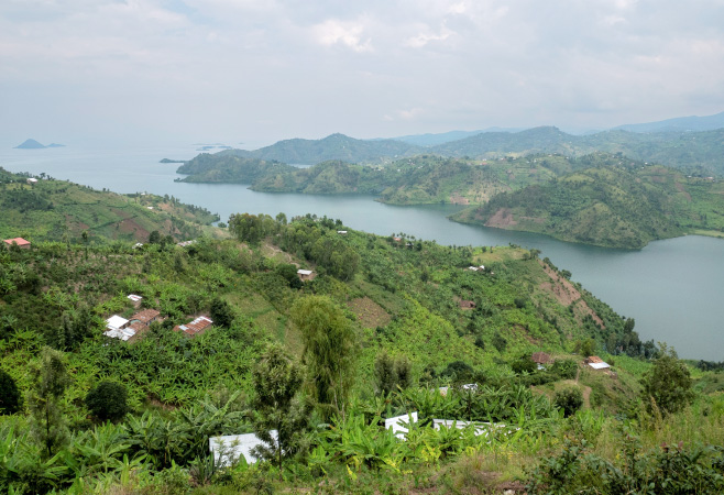 Views over lake kivu on the congo-nile trail